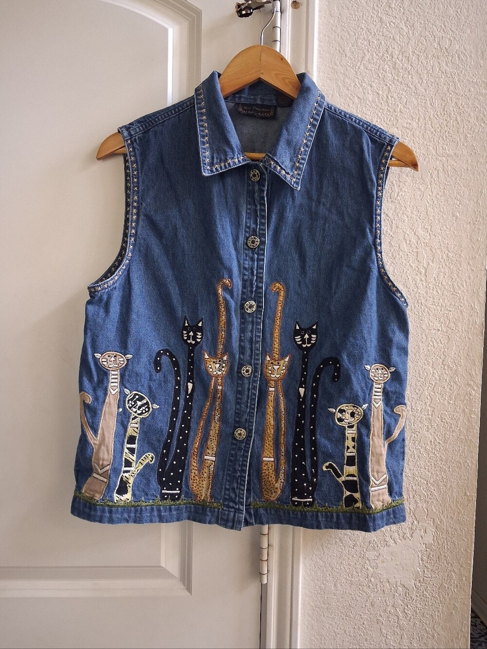 Vintage Women's New Directions Denim Cat Theme Top